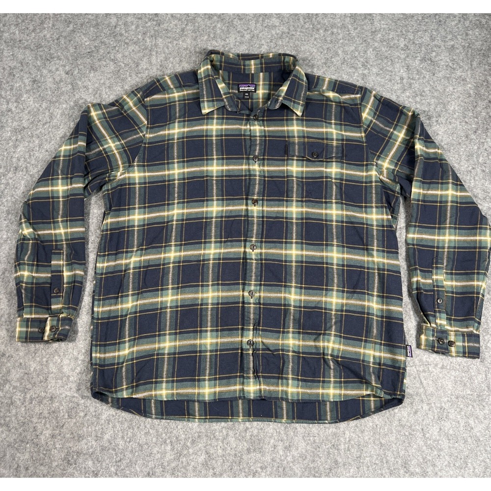 Patagonia‎ Mens Fjord Flannel Shirt Lightweight Long Sleeve Button Up Plaid XXL